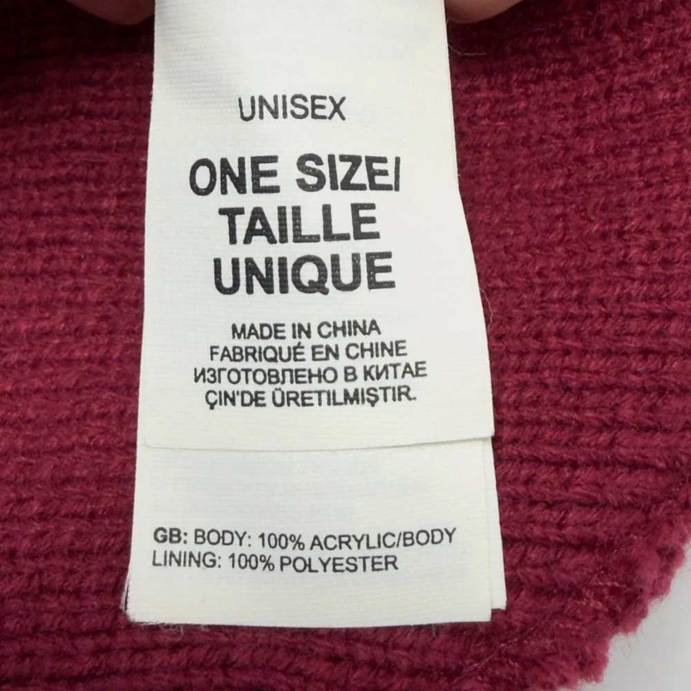 The North‎ Face Beanie Hat Burgundy Maroon Fleece Lined Knit Skull Cap One Size